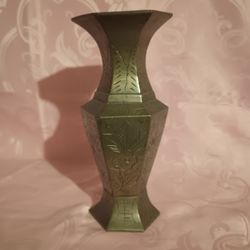 Heavy Brass Etched Vase