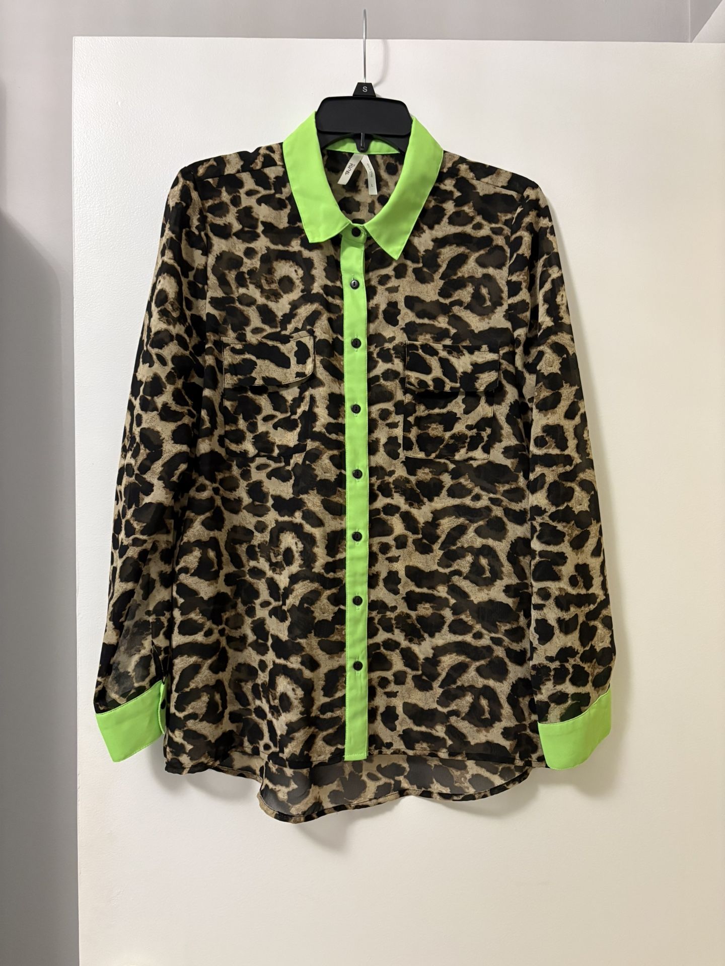 Truth NYC Ladies Sheer New Leopard Blouse SZ L