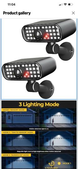 Solar Security Lights Outdoor, Motion Sensor 3 Modes, 2 Pack IP67 Waterproof, Super Bright 5050 SMD LEDs, 180° Adjustable Wall Mount, Solar Security L