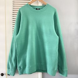 Vintage STUSSY Green Blank Crewneck Sweater 