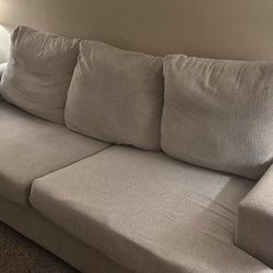 Sofa,Deep Seat Sofa-Chenille Sofa Couch, 3 Seater Sofa for Living Room ,Beige Comfy Sofa