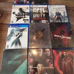 New Playstation PS5 & PS4 Games w/ Steelcase - 10 Total
