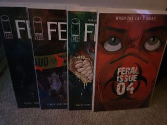 Feral #1-4 comic books all signed by Fleecs