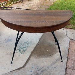 Refinished Oak Half Moon Writing Table With Spider Legs 3