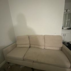 Couch Two Queen Mattress And Box Springs And Tv Stand And Lamps