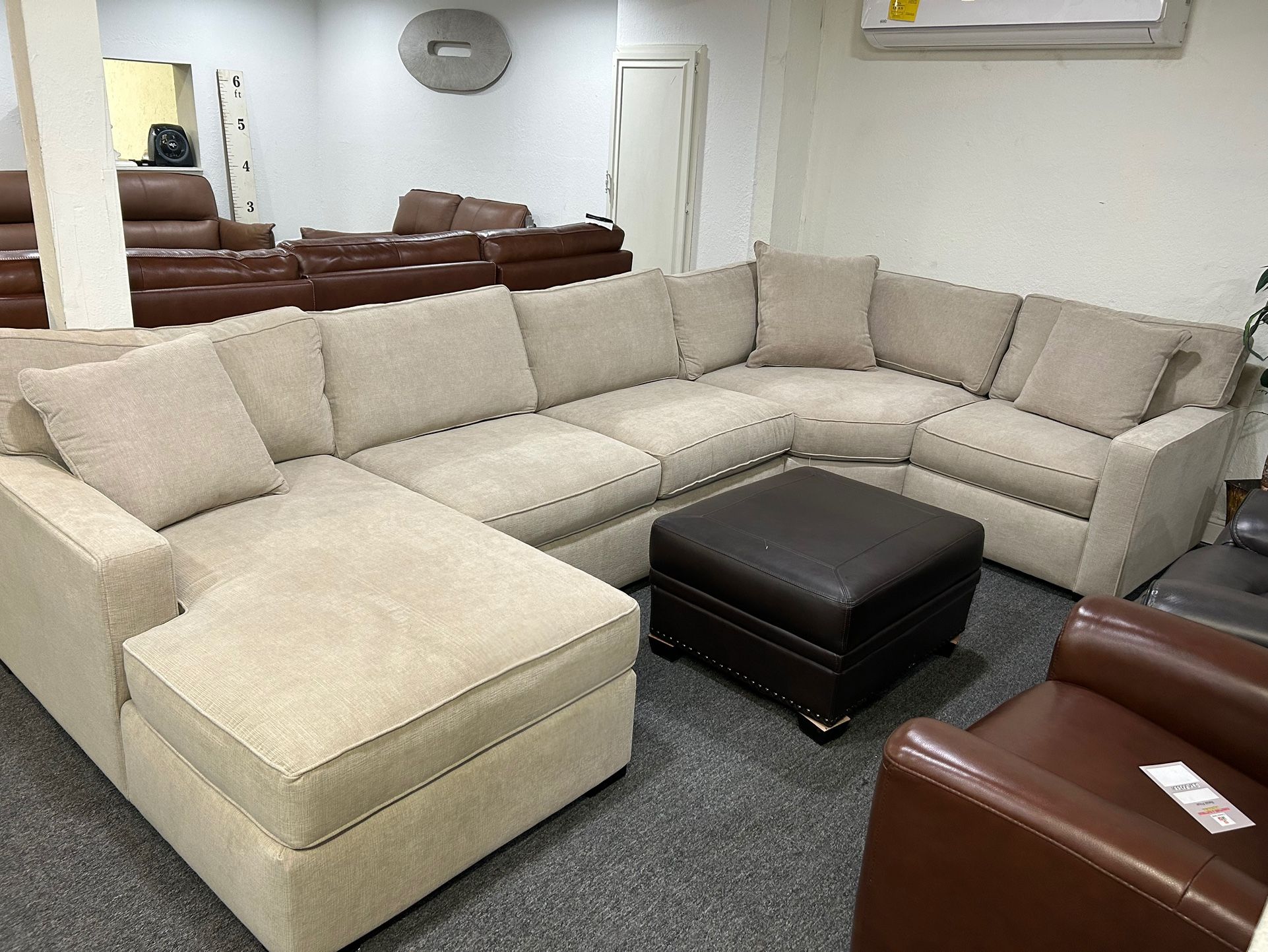 Furniture- 4 Pc Heavenly Fabric Sectional With Chaise- Radley