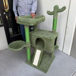 New In Box 43 Inch Tall Cat Tree Pet House Scratcher Scratching Play Post For Large Adult Cats  Green Color 