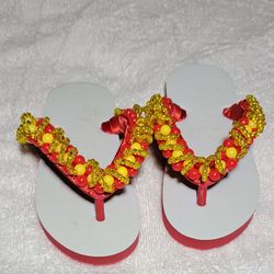 Hand-made Beaded Kids Flip Flop