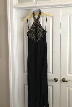 K Lily formal floor length black prom gown.