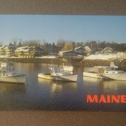 Wintery Anchorage Maine Harbor New England Boats Vintage Collectible Postcard Post Card RPPC PC