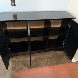 Wood Dining Table, Wine Cabinet and Credenza