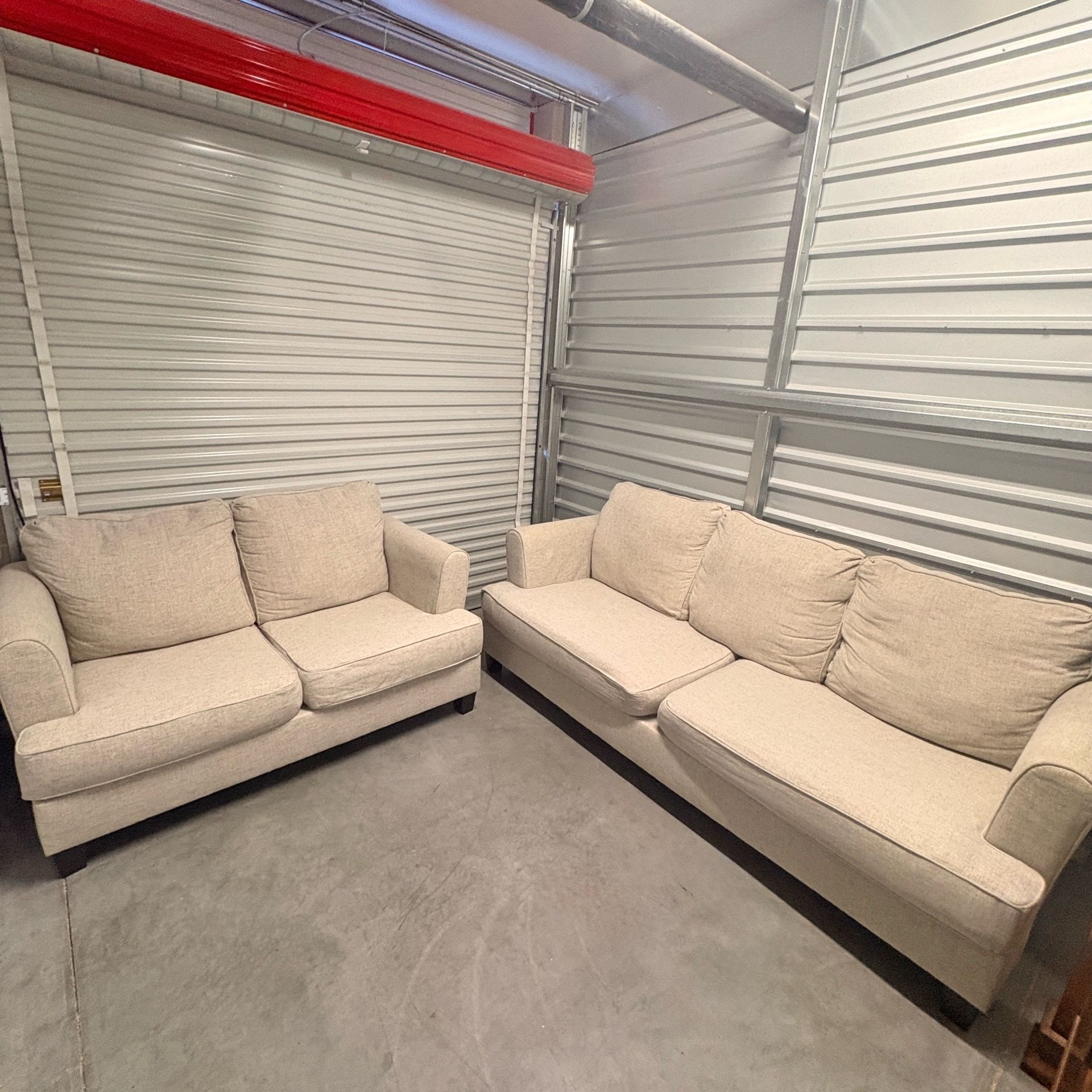 Beige linen sofa set