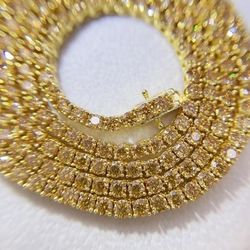 18K Yellow Gold over S925 Yellow 3MM Moissanite Tennis Necklace