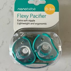 nanobebe Flexy Pacifiers 0-3m Teal - 2 pack - New in Original Packaging 