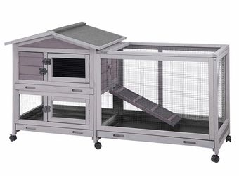 Indoor & Outdoor Rabbit Hutch AIR19 with Wheels, 9.6 ft² - One Run Rabbit Hutch