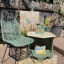 Sage Green Rattan & Table Set