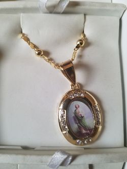 Cadena con dige de san judas Tadeo de oro laminado