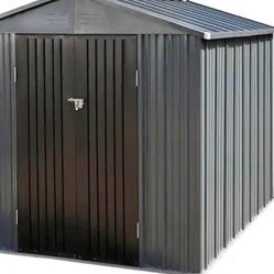 VEIKOUS 8 ft. W x 10 ft. D Metal Storage Shed 80 sq. ft., Gray new