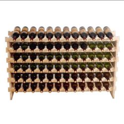 Wood 72 Bottle Wine Rack Stackable Storage 6 Tier Storage Display Shelves
