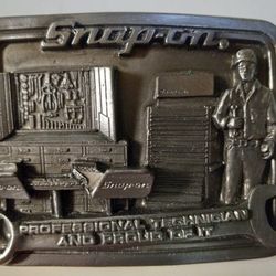 Nice Solid Brass SNAP ON TOOLS Wrench Mechanic Belt Buckle.