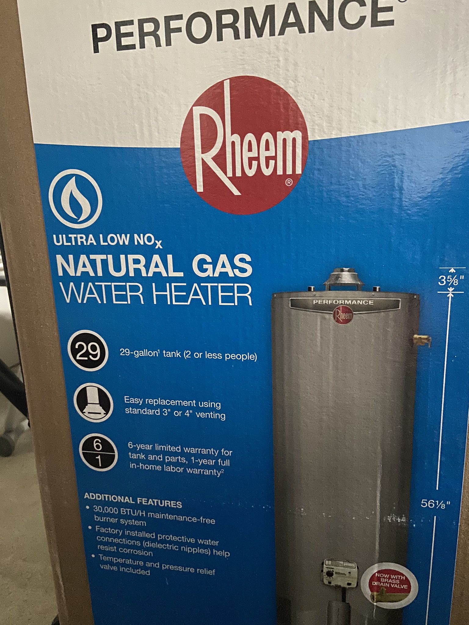 Rheem 29 Gallon Gas Water Heater