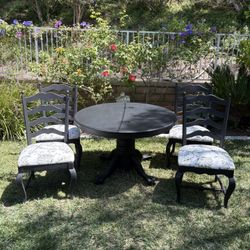 Matte Black Round Dining Table with 4 Upholstered Chairs