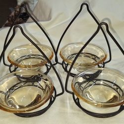 Amber Glass Candle Holder With Wire Hanger $5 Each Or All 4 For $16 L5V018