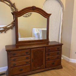 Wood Dresser With Mirror