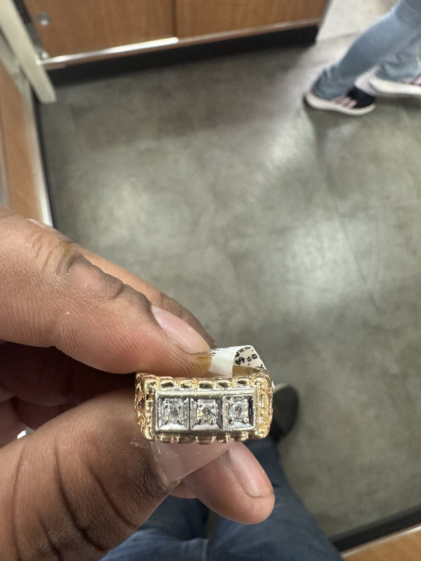 14k Gold And Diamond Nugget Ring