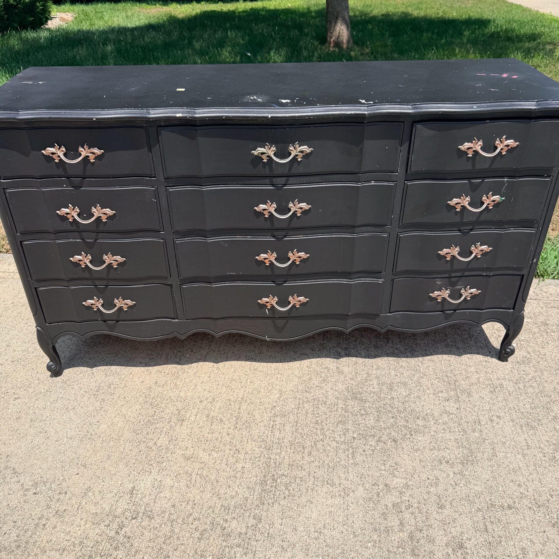 Elegant Black Ornate Dresser - Classic Style!