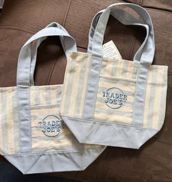 NEW - Striped Canvas Mini Tote Bags BLUE