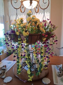Faux Flower Hanging Baskets