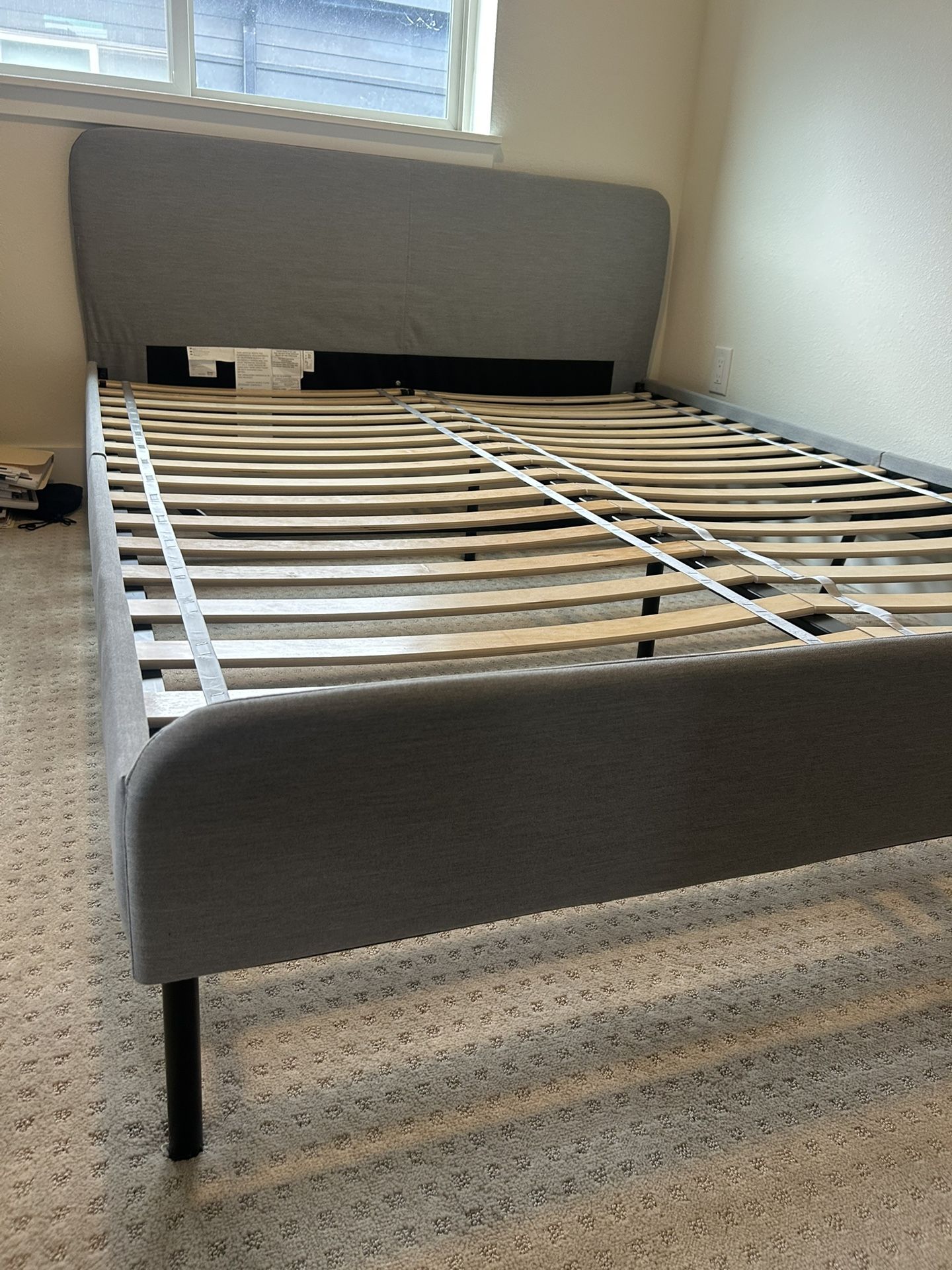 Queen Bed Frame - IKEA Slattum - Light Grey