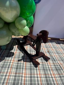 Rocking horse and big bear prop