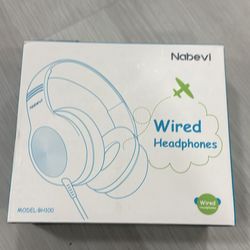 Nabev1 Wired Headphones BH-H100 – Foldable, New in Box, Blue Design