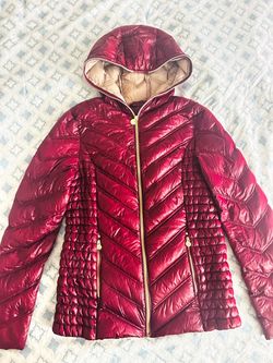 Red Quilted Puffer Jacket with Hood
