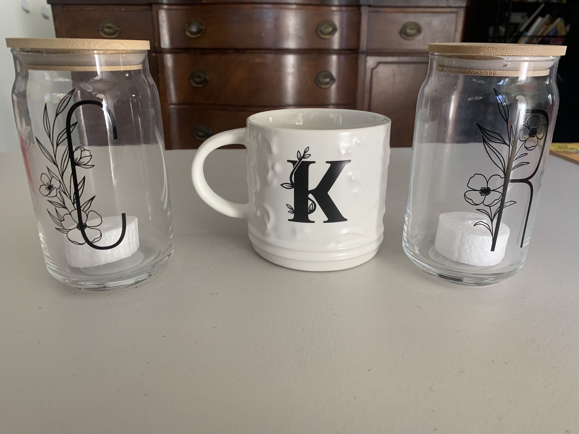 Letters Glass Tumblers/ Mug