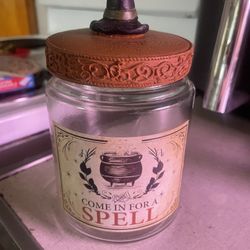 Halloween Witch Glass Jar 