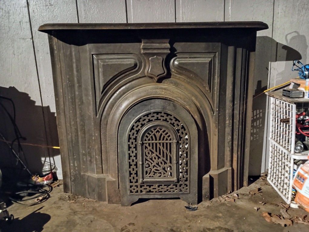 Victorian Cast Iron Fireplace Surround And Mantel With Summer Cover