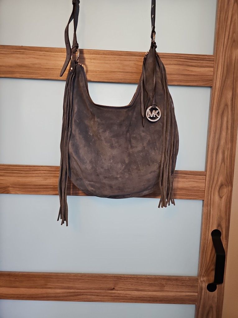 Michael Kors Blue Suede Boho Fringe Bag