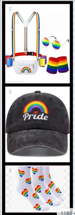 Pride Accessories Rainbow Gear Sunglasses Embroidered Hat Socks Fanny Pack NIB