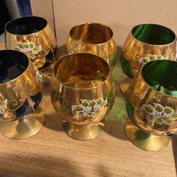 6 Venetian glass goblets