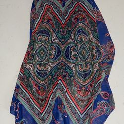 Blue and red print dress