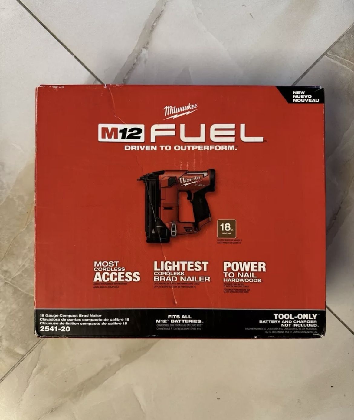 New Milwaukee 2541-20 M12 FUEL 12V 18 Gauge Compact Brad Nailer - Tool Only