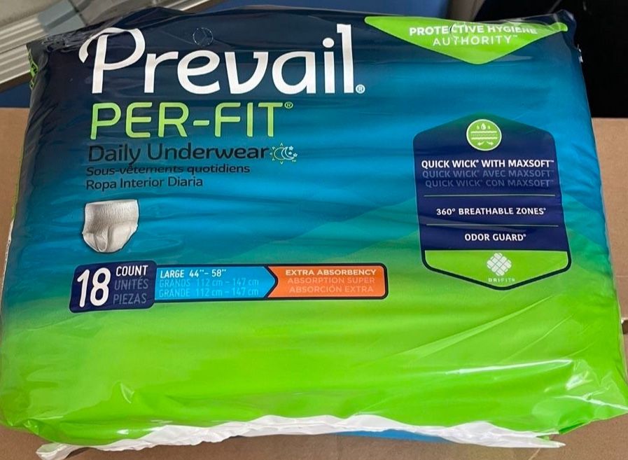 Adult Absorbent Prevail Pull-Up Disposal Underwear Diapers Pampers SizeLarge $6 Pack Of 18