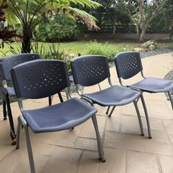 3pcs+2pcs Free Chairs with Perforated Backs, Ergonomic Stacking Chairs for Offices