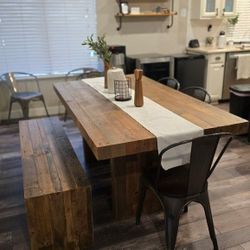 West Elm Dining Table, Chairs and Bench