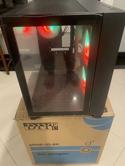 Diypc Argb Q3 BK W/3 Argb Fans USB 3.0 Dual Tempered Glass Panels 