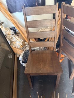 2 Wooden Ladder-Back Dining Chairs