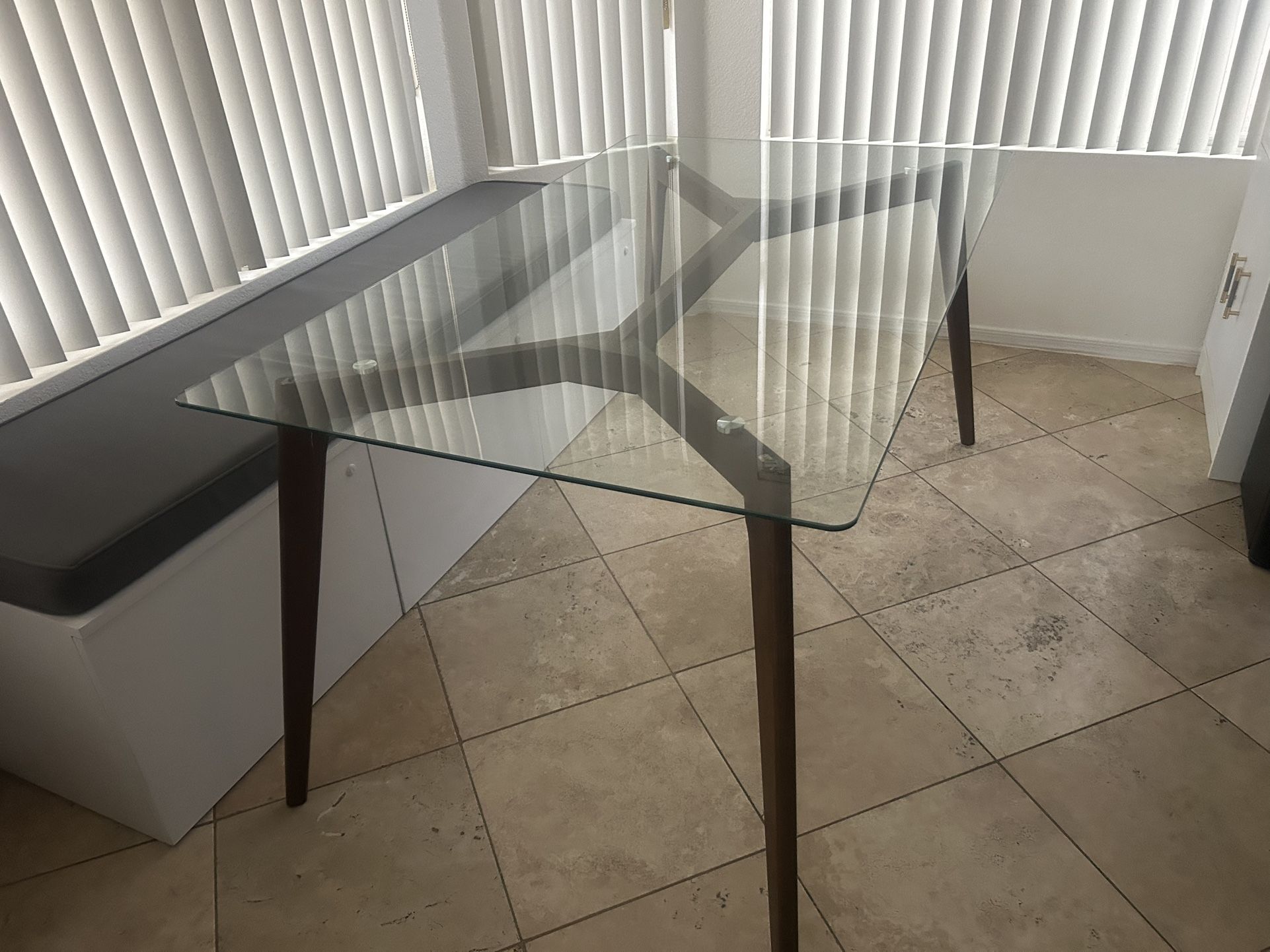 MCM Glass Top Dining Table 